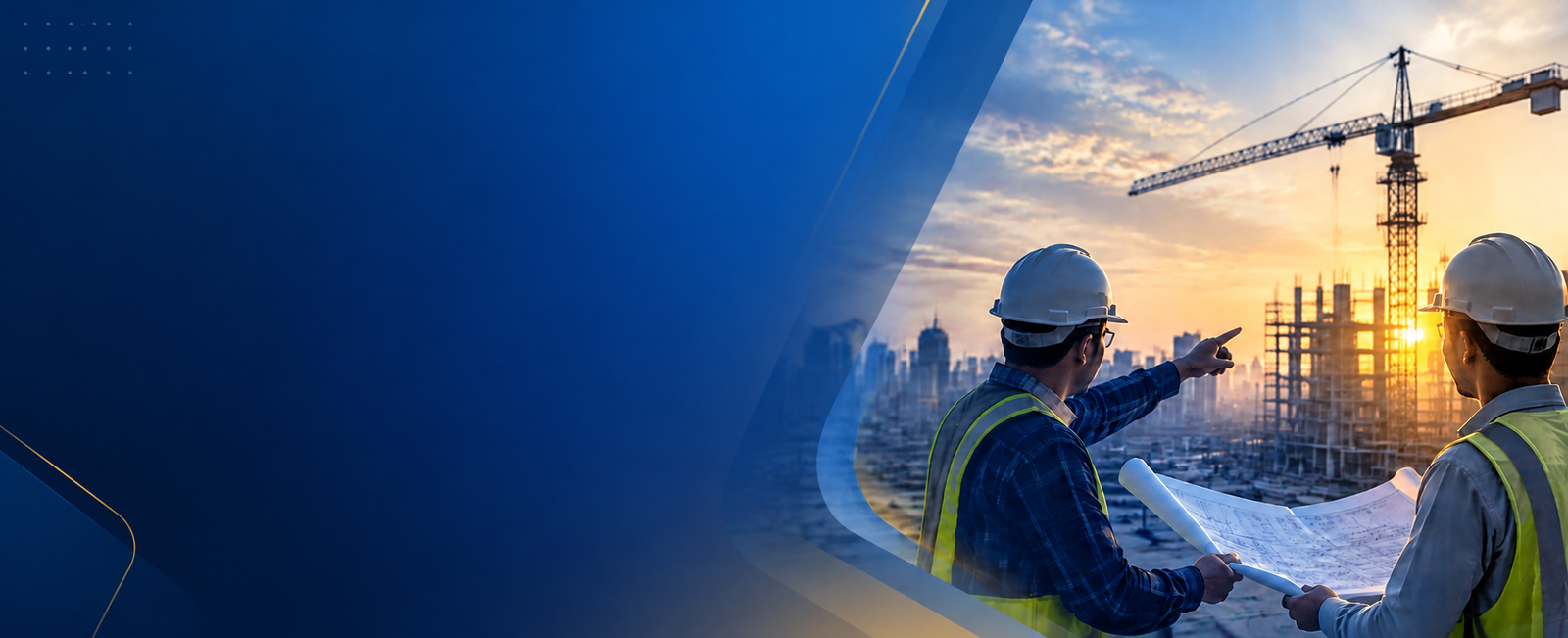 Rayax Infra project site with engineers and heavy equipment